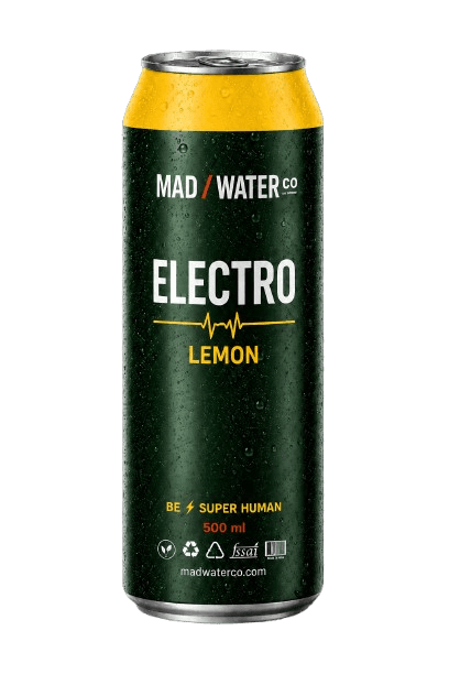 Madwater Electro Lemon flavoured water can